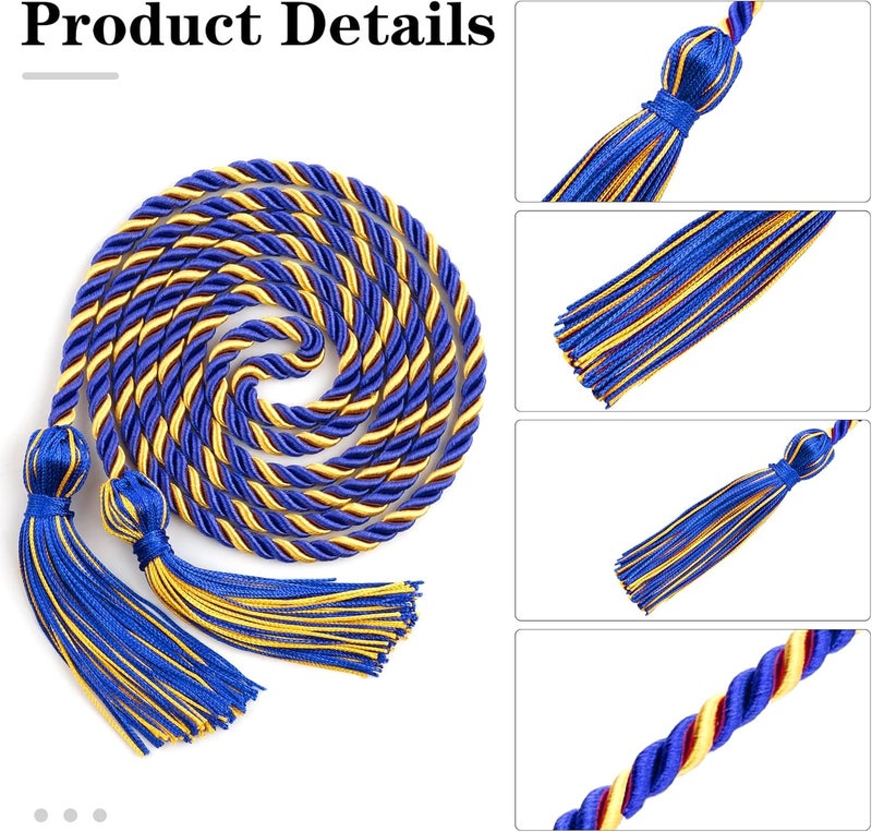 Leislam Graduation Cords, Graduation Honor Cords, Honor Cords, 2025 Graduation Tassel Honor Cords, 67" Long Braided Cords for 2025 Graduation Decorations Bachelor Gown for Student Master Doctoral, Blue Gold - Image 4